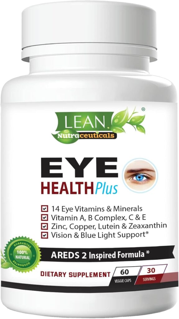 Areds 2 Eye Health Plus w/ Copper, Vitamin A B C E, Lutein & Zeaxanthin, Quercetin, Zinc, Bilberry Extract, Biotin – Sight Care, Dryness, Strain, Night Vision Supplement for Adults 60 capsule