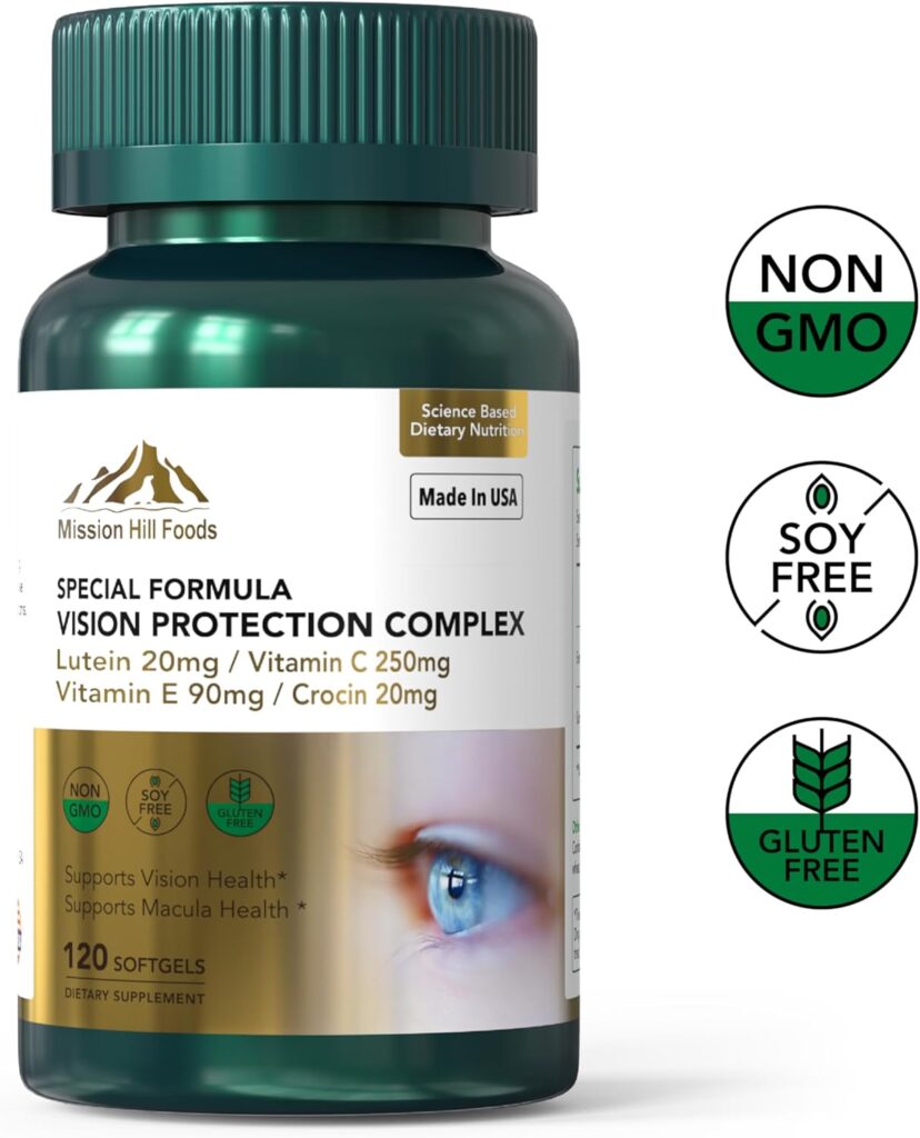 Vision Protection Complex | Lutein, Zeaxanthin, Astaxanthin, Vitamin C & E (1 Bottle-120 Softgels-2mo Supply) | Supports Eye Health & Reduces Eye Strain | Non-GMO, Gluten-Free