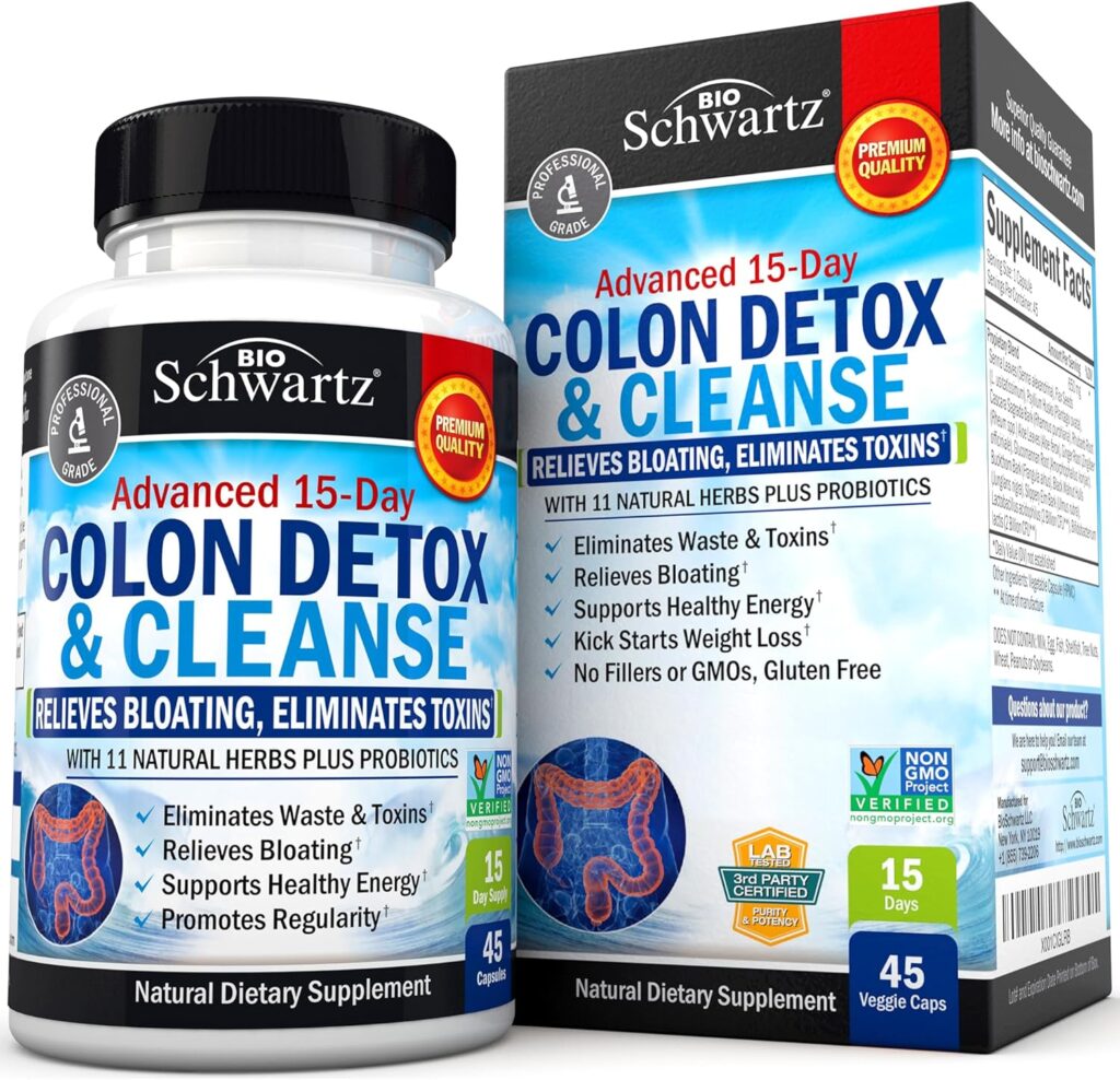 Colon Cleanser and Detox for Weight Loss & Digestive Support – 15 Day Fast-Acting Extra Strength Cleanse with Probiotic Fiber Plus Noni for Constipation Relief & Bloating Support, Non-GMO, 45 Count